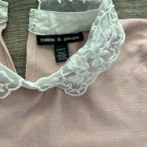 Cable & Gauge Pink and White Lace Trim Sleepwear